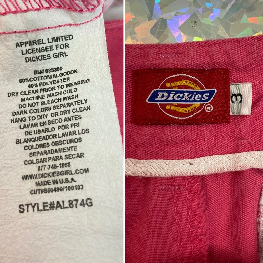 Y2K Vintage Hot Pink Dickies Capris + Butterfly Tube Top Outfit XS/S 3 Juniors - Picture 15 of 16